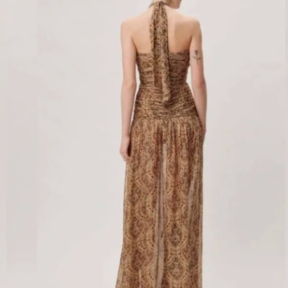 Ronny Kobo Clarice Dress - Paisley Cut Out Halter Gown - Size S - Picture 2 of 4